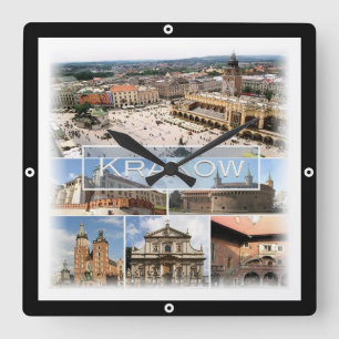 zPL004 KRAKOW, Polen, Europa Fyrkantig Klocka