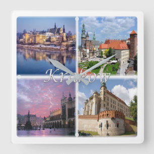 zPL009 KRAKOW, Polen, Europa Fyrkantig Klocka