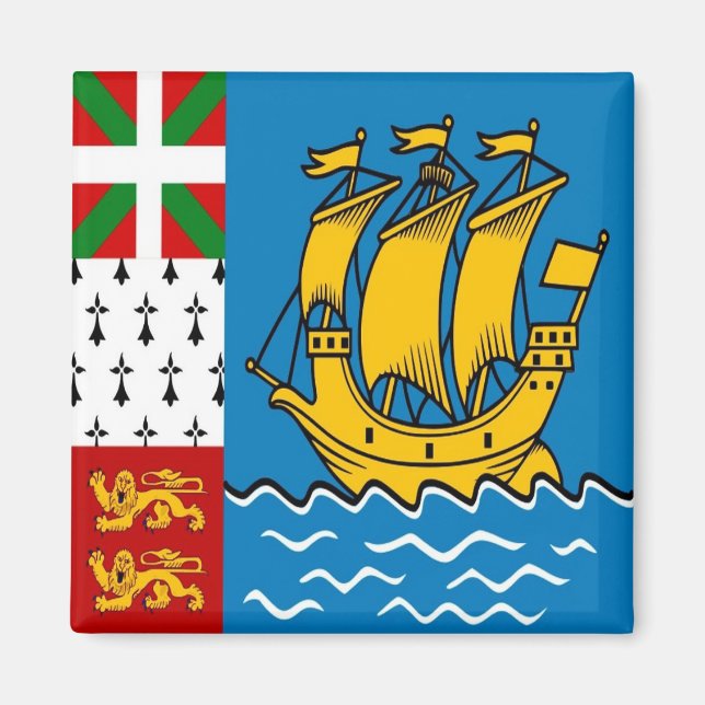 zPM001 SAINT PIERRRE and MIQUELON, Flagga, Fridge Magnet (Framsidan)