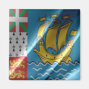 zPM002 SAINT PIERRE and MIQUELON, Wave Flagga Magnet