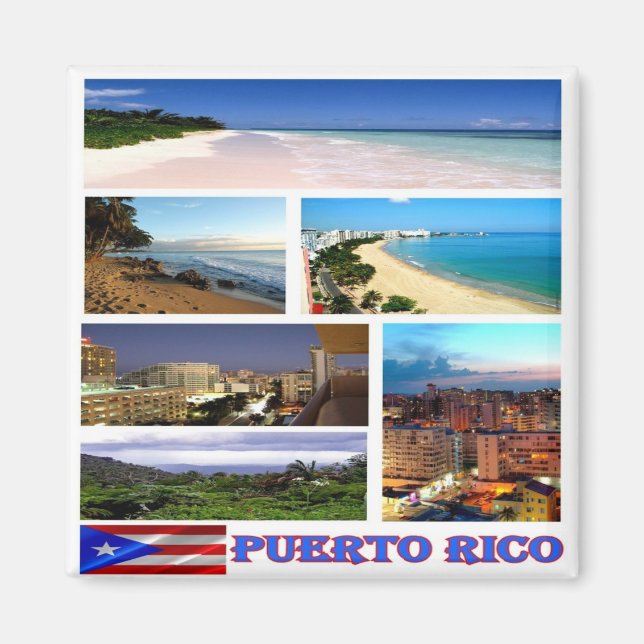 zPR006 PUERTO RICO, Mosaic, Amerika, Fridge Magnet (Framsidan)