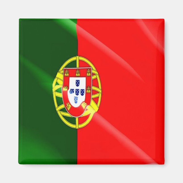 zPT002 PORTUGISISKA Wave FLAGGA PORTUGAL, Fridge Magnet (Framsidan)