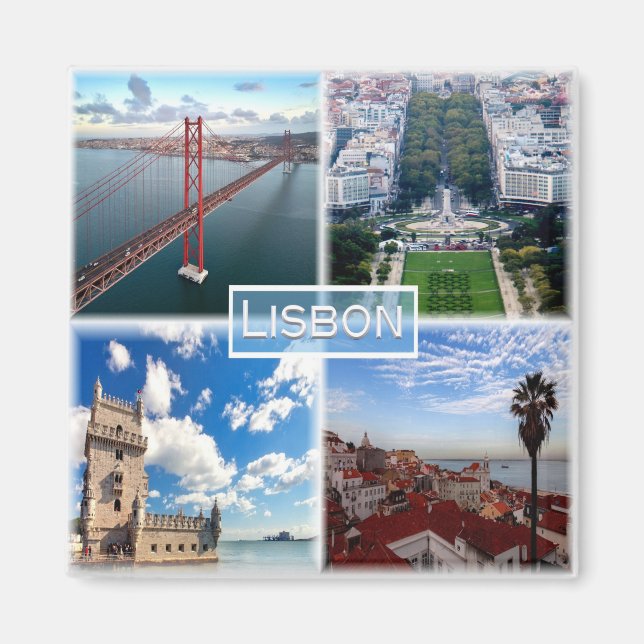 zPT004 LISBON, 25 de Abril Bridge, Fridge Magnet (Framsidan)