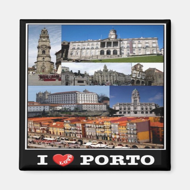 zPT012 PORTO "I Kärlek", Portugal, Europa, Fridge Magnet (Framsidan)