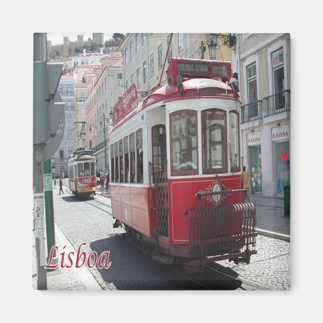 zPT014 LISBON Tram Streetcar, Portugal, Fridge Magnet (Framsidan)