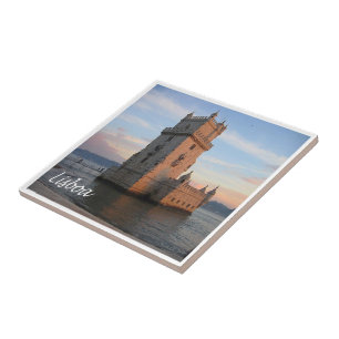 zPT015 LISBON Torn, Portugal, Europa Kakelplatta