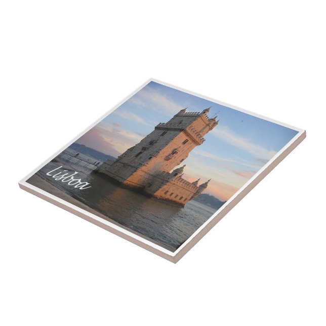 zPT015 LISBON Torn, Portugal, Europa Kakelplatta (Sidan)