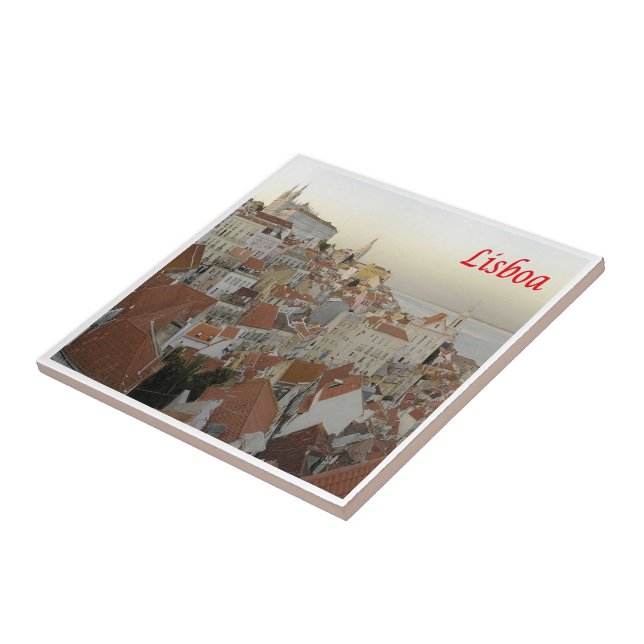 zPT017 LISBON panorama, Portugal, Europa Kakelplatta (Sidan)