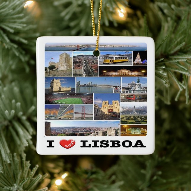 zPT018 LISBON "I Kärlek", Portugal, Europa Julgransprydnad Keramik (Träd)
