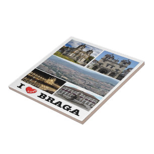 zPT023 BRAGA "I Kärlek", Portugal, Europa. Kakelplatta