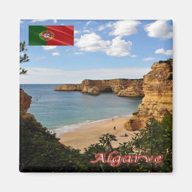 zPT027 ALGARVE Beach Marinha, Portugal, Fridge Magnet (Framsidan)