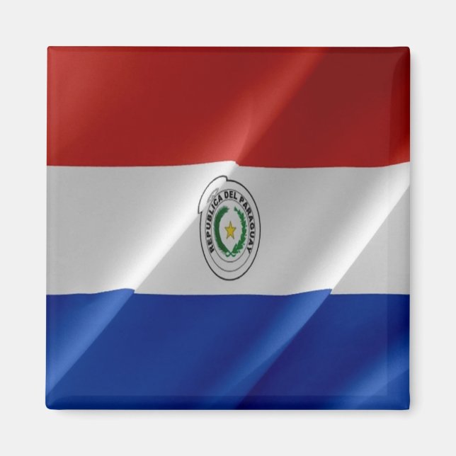 zPY002 PARAGUAY, Wave Flagga, America, Fridge Magnet (Framsidan)