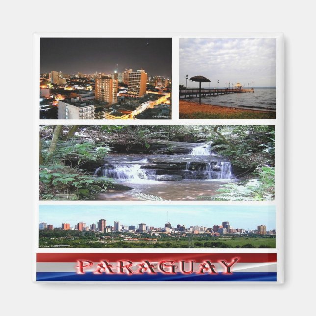 zPY003 PARAGUAY, Mosaic, Amerika, Fridge Magnet (Framsidan)