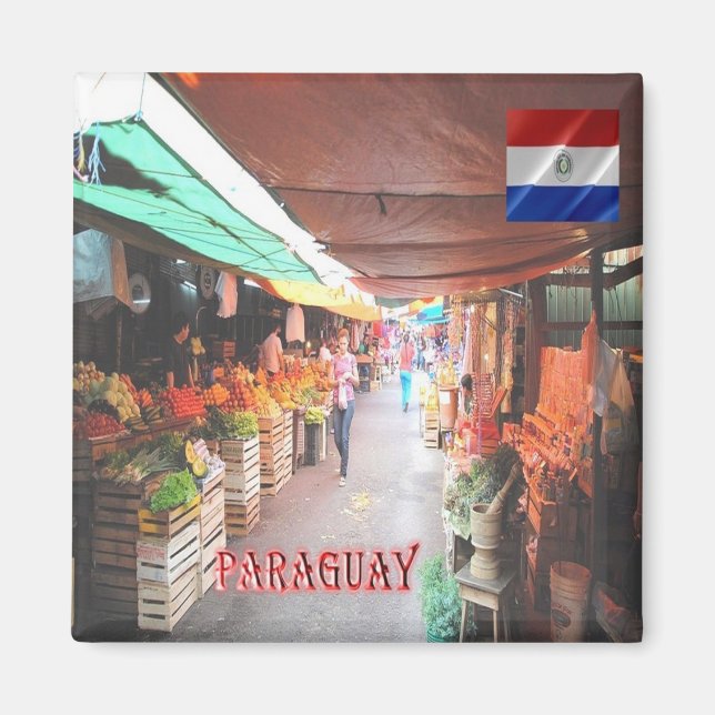 zPY005 PARAGUAY, Market, America, Fridge Magnet (Framsidan)