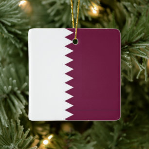 zQA001 Qatari FLAGGA Qatar Julgransprydnad Keramik