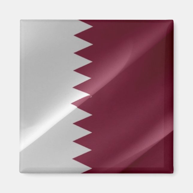 zQA002 som wave Qatari FLAGGA Qatar, Fridge Magnet (Framsidan)