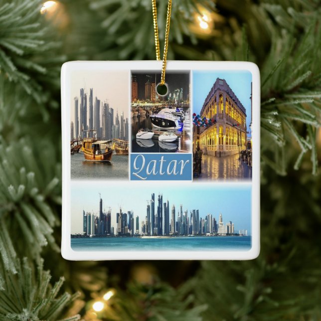 zQA003 mosaic of QATAR, Asien, Julgransprydnad Keramik (Träd)