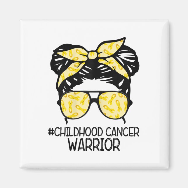 Zqxj Messy Bun Yellow Ribbon Childhood Cancer Warr Magnet (Framsidan)