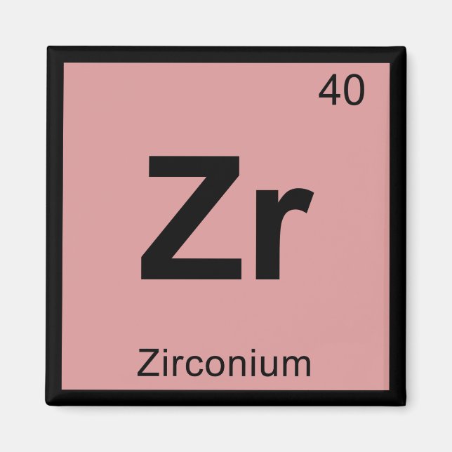 Zr - Zirkoniumkemi Periodisk Bord-symbol Magnet (Framsidan)
