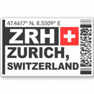 ZRH Zurich Ombordstigningskort - Schweiz Resa Klistermärken