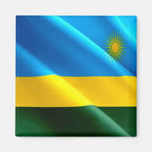 zRW002 RWANDA, Wave Flagga, Afrika, Fridge Magnet