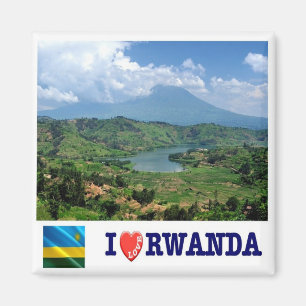 zRW007 RWANDA, I Kärlek, Virunga Mountains, Fridge Magnet