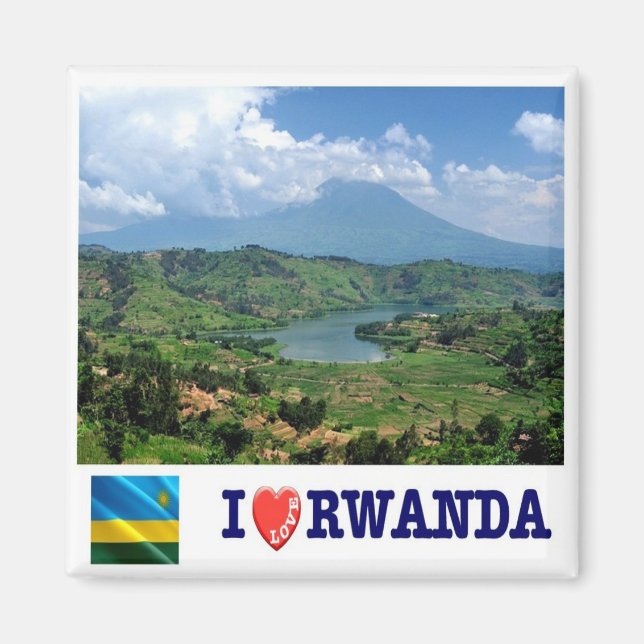 zRW007 RWANDA, I Kärlek, Virunga Mountains, Fridge Magnet (Framsidan)