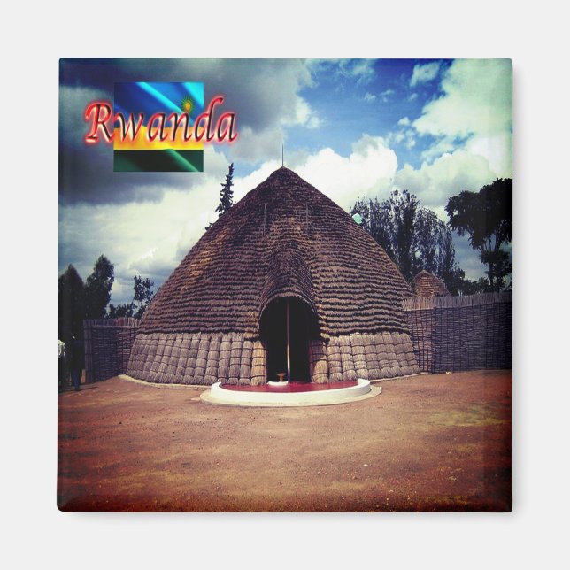 zRW008 RWANDA, Nyanza Mwami Palace, Afrika, Fridge Magnet (Framsidan)