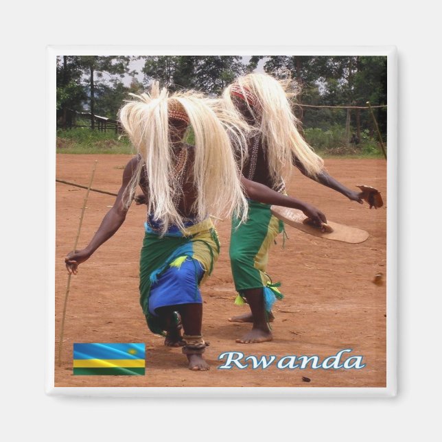 zRW010 RWANDA, traditionella rwandiska dansare, Fr Magnet (Framsidan)