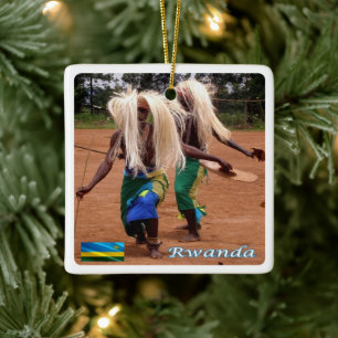 zRW010 RWANDA, traditionella rwandiska dansare, Julgransprydnad Keramik