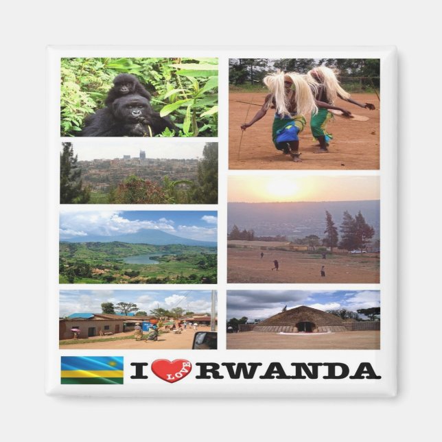 zRW011 RWANDA I Kärlek, Mosaic, Afrika, Fridge Magnet (Framsidan)
