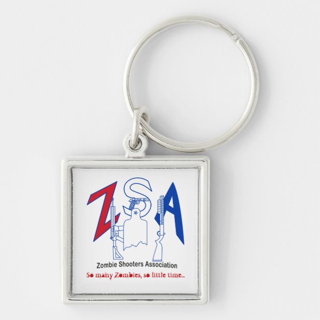 ZSA Keychain Fyrkantig Silverfärgad Nyckelring (Framsidan)