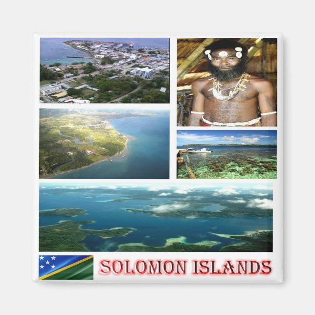 zSB004 SOLOMON ÖARNA, Oceanien, Fridge Magnet (Framsidan)
