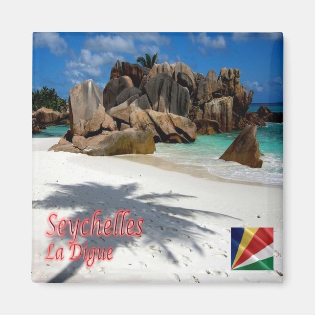 zSC006 SEYCHELLES, La Digue, Afrika, Fridge Magnet (Framsidan)