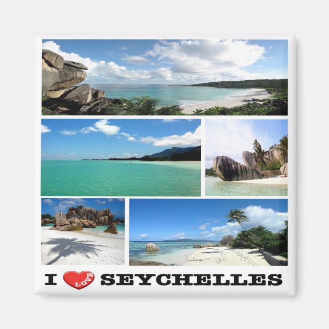 zSC013 SEYCHELLES I Kärlek, Mosaic, Afrika, Fridge Magnet (Framsidan)
