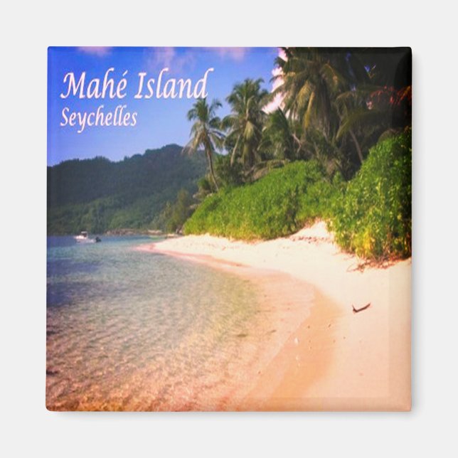 zSC014 SEYCHELLES, Panorama Beach, Afrika, Fridge Magnet (Framsidan)