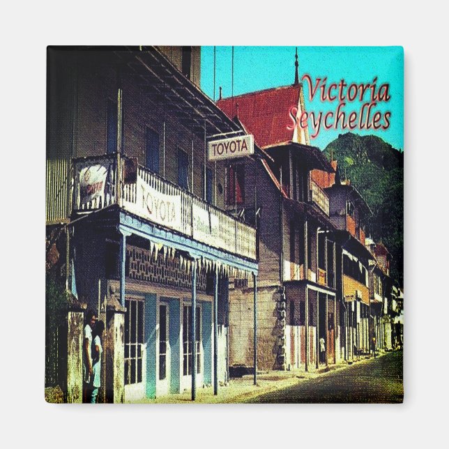 zSC015 VICTORIA, Old Shops, Seychelles, Fridge Magnet (Framsidan)