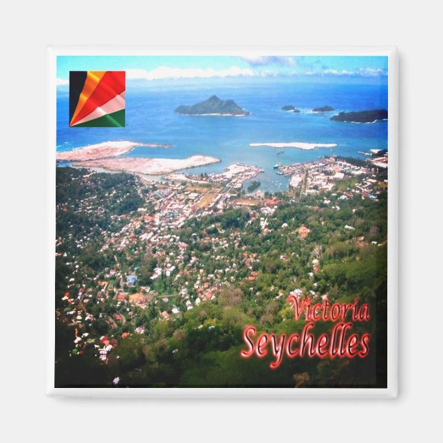 zSC016 VICTORIA, Seychellerna, Afrika, Fridge Magnet (Framsidan)