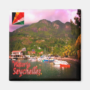 zSC017 VICTORIA, Port, Seychellerna, Afrika, Fridg Magnet