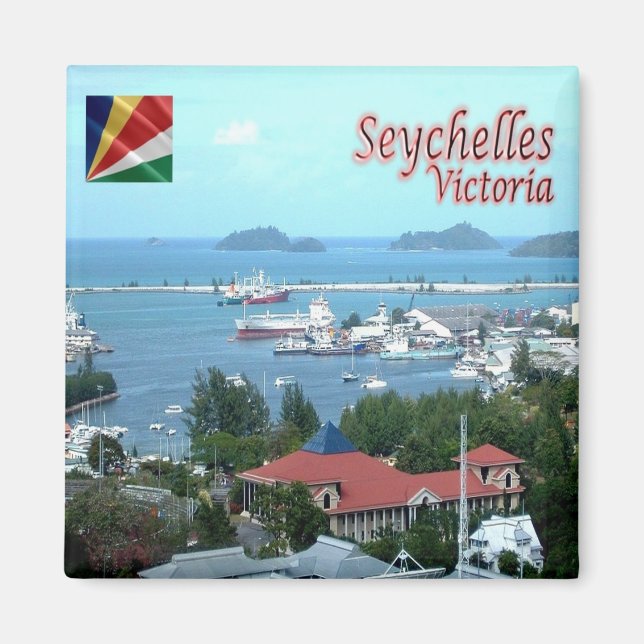 zSC018 VICTORIA, Port, Seychellerna, Afrika, Fridg Magnet (Framsidan)