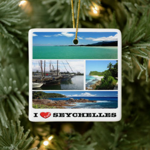 zSC021 SEYCHELLES, Jag älskar, Mahé, Moasik, Julgransprydnad Keramik
