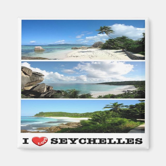 zSC022 SEYCHELLES, I Kärlek, Mosaic, Afrika, Fridg Magnet (Framsidan)