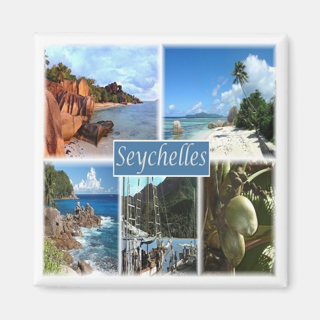 zSC026 SEYCHELLES, Mosaic, Afrika, Fridge Magnet (Framsidan)