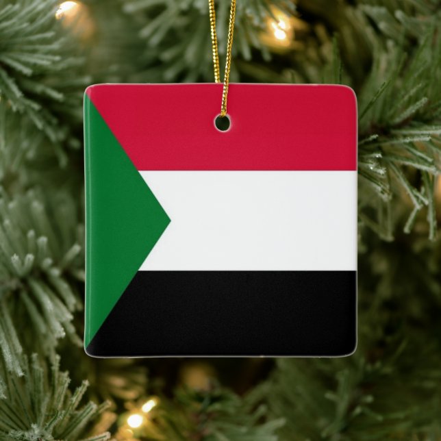 zSD001 SUDAN, Flagga, Afrika Julgransprydnad Keramik (Träd)