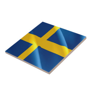 zSE002 SVENSK VÄJVANDE FLAGGA SVERIGE, Kakelplatta