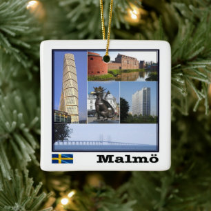 zSE011 MALMÖ, Sverige, Europa Julgransprydnad Keramik