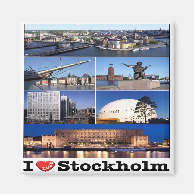 zSE021 STOCKHOLM "I KÄRLEK". Sverige, Europa, brod Magnet (Framsidan)