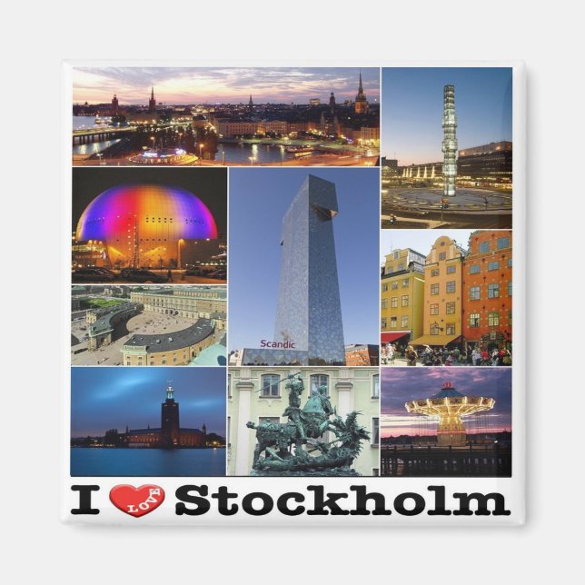 zSE022 STOCKHOLM "I KÄRLEK". Sverige, Europa, brod Magnet (Framsidan)