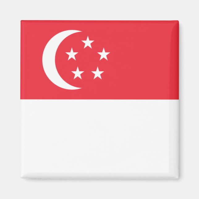 zSG001 Singaporeanska FLAGGA Singapore, Fridge Magnet (Framsidan)