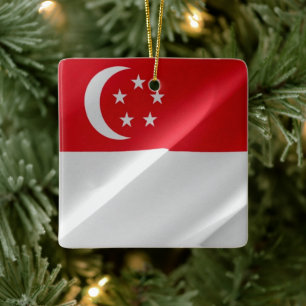 zSG002 wave Singaporean FLAGGA Singapore, Julgransprydnad Keramik